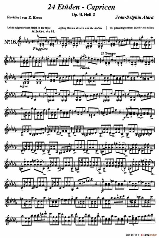 让·德尔菲·阿拉尔-12首小提琴隨想练习曲之16