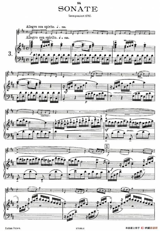 Mozart - Violin Sonata No.3, KV. 306（第三小提琴奏鸣曲）