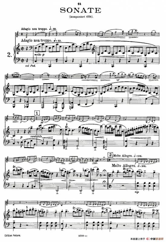 Mozart - Violin Sonata No.2, KV. 303（第二小提琴奏鸣曲）