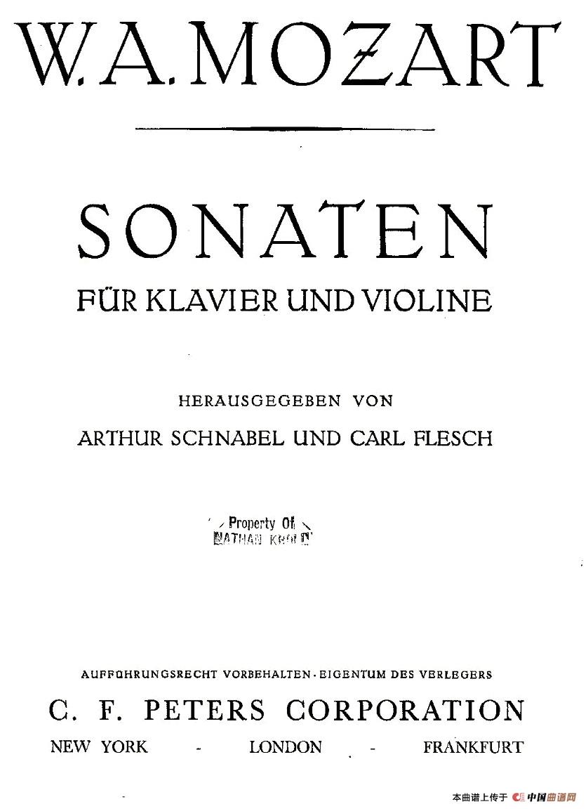 Mozart - Violin Sonata No.1, KV. 305（第一小提琴奏鸣曲）