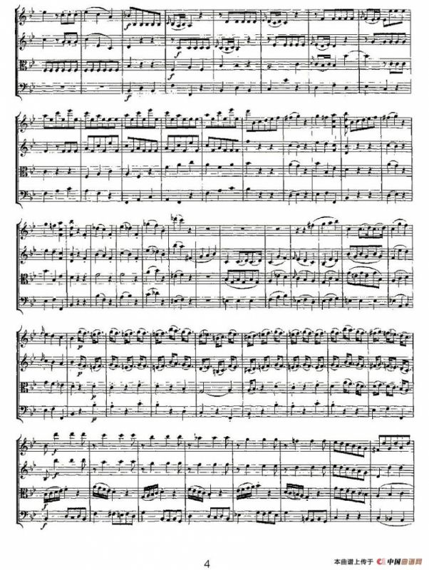 Quartet No. 6 in Bb Major, K. 159（降B大调第六弦乐四重奏）