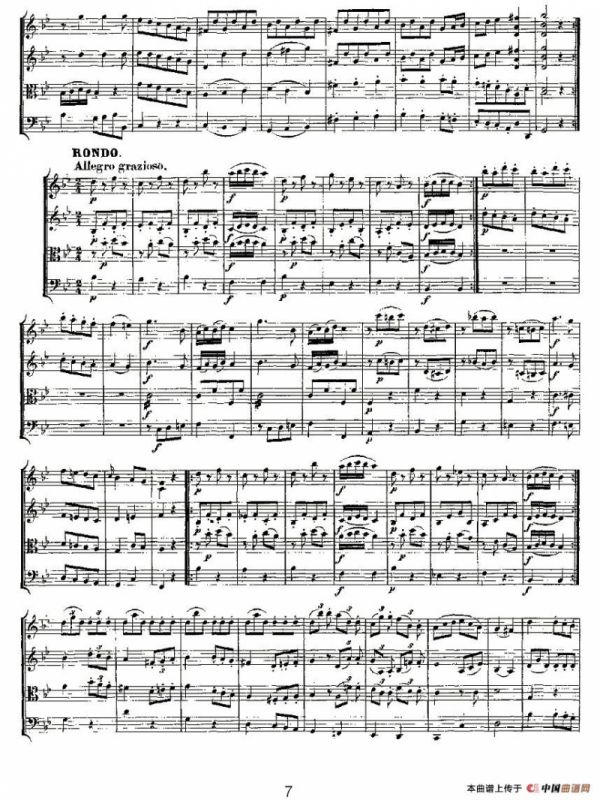Quartet No. 6 in Bb Major, K. 159（降B大调第六弦乐四重奏）
