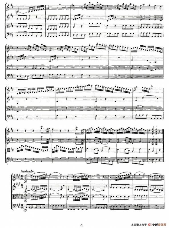 Quartet No. 2 in D Major, K. 155.（D大调第二弦乐四重奏）