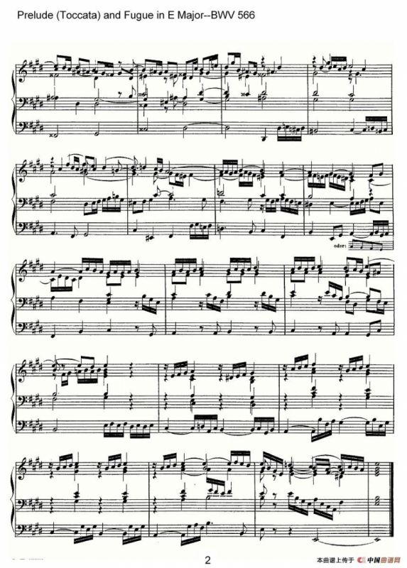 Prelude (Toccata) and Fugue in E Major--BWV 566（管风琴谱）