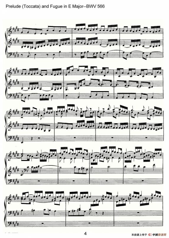 Prelude (Toccata) and Fugue in E Major--BWV 566（管风琴谱）
