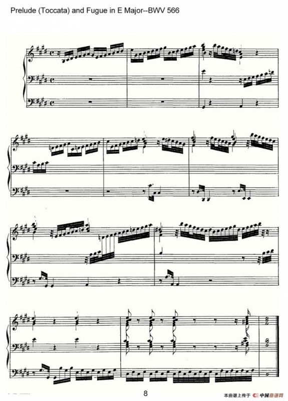 Prelude (Toccata) and Fugue in E Major--BWV 566（管风琴谱）