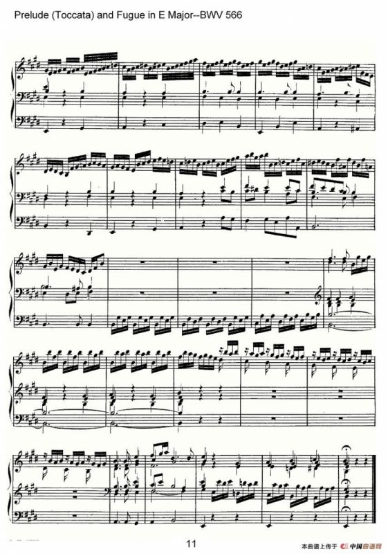 Prelude (Toccata) and Fugue in E Major--BWV 566（管风琴谱）