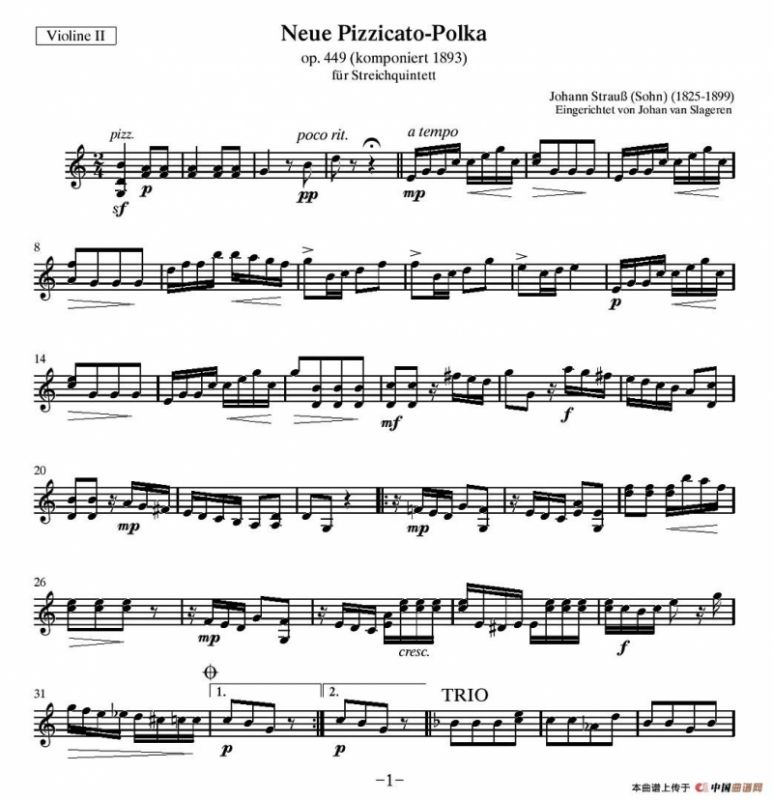 新拨弦波尔卡（弦乐四重奏分谱）