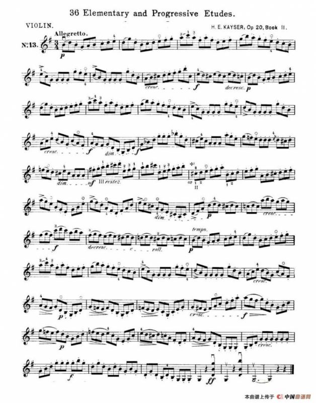 开塞（KAYSER 36首小提琴练习曲之13）