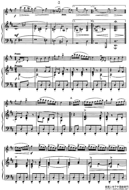 萨垃班德和铃鼓舞曲（小提琴+钢琴伴奏）