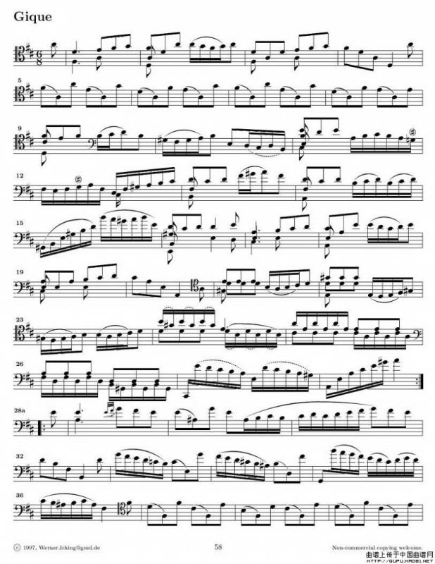 巴赫无伴奏大提琴练习曲之六