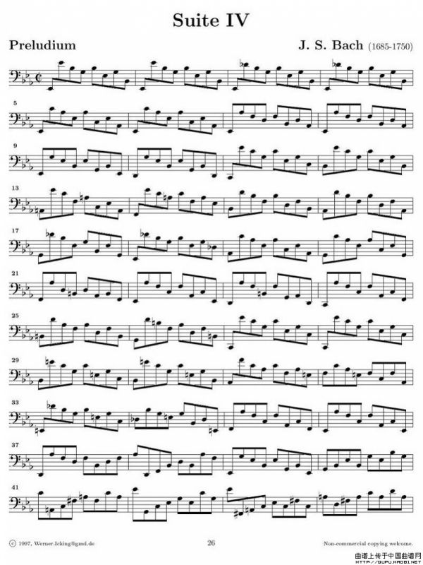巴赫无伴奏大提琴练习曲之四