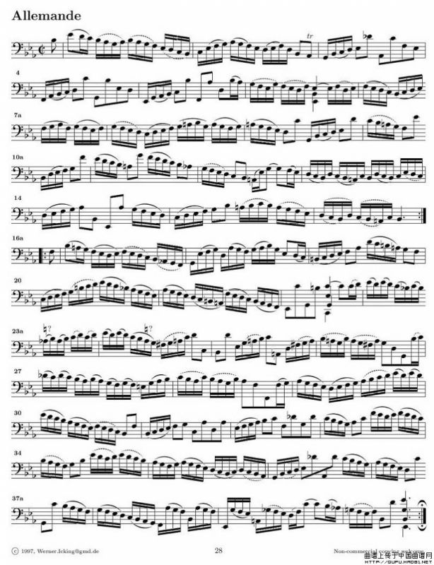 巴赫无伴奏大提琴练习曲之四