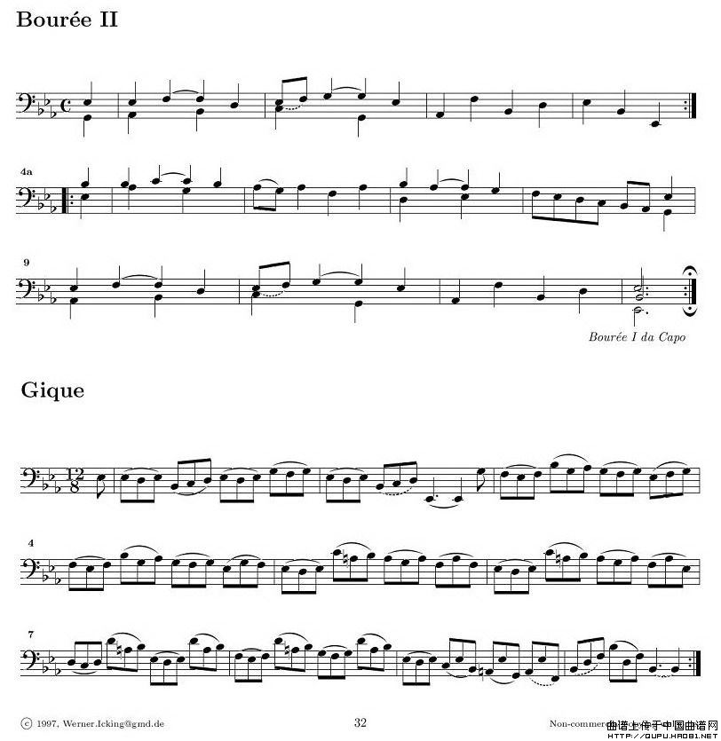 巴赫无伴奏大提琴练习曲之四