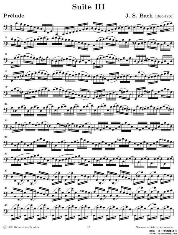 巴赫无伴奏大提琴练习曲之三