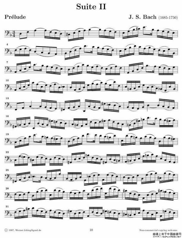 巴赫无伴奏大提琴练习曲之二
