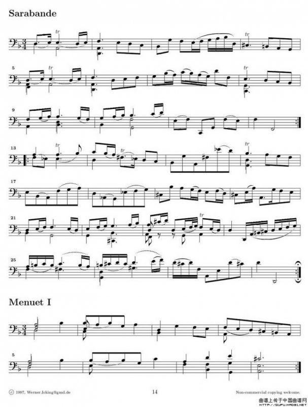 巴赫无伴奏大提琴练习曲之二