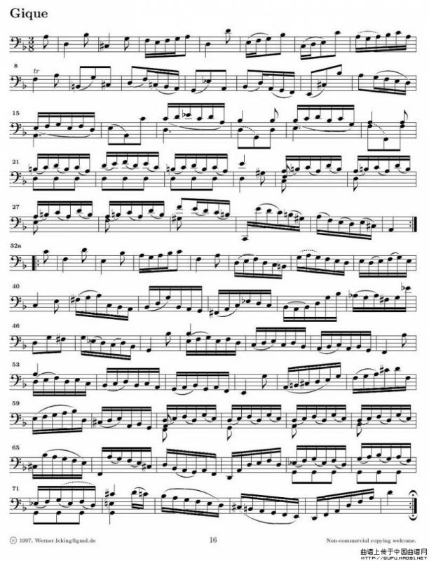 巴赫无伴奏大提琴练习曲之二