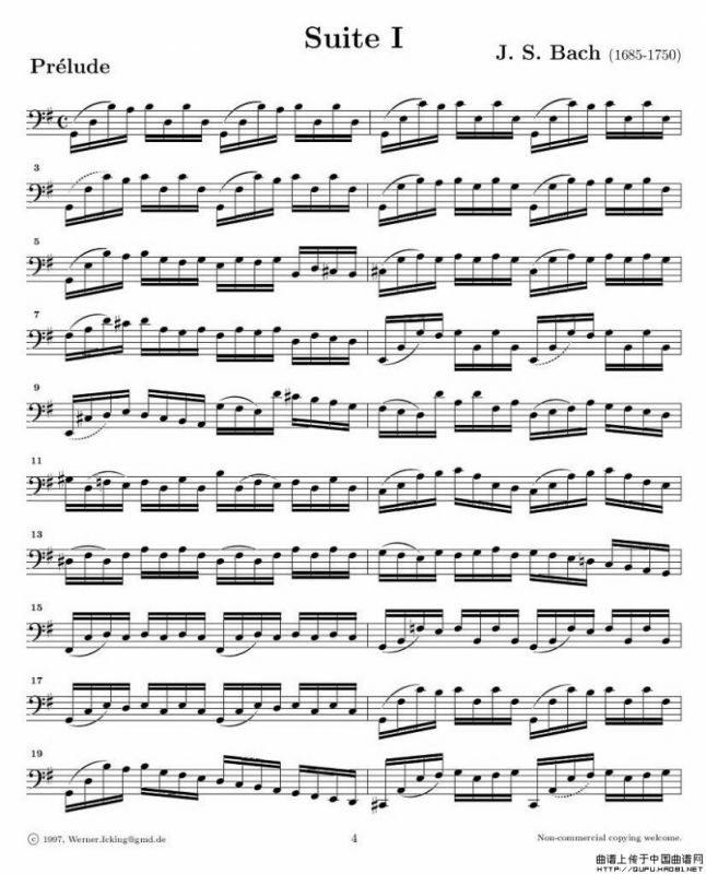 巴赫无伴奏大提琴练习曲之一