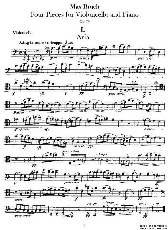 马克斯·布鲁赫 Op70 4首（大提琴）