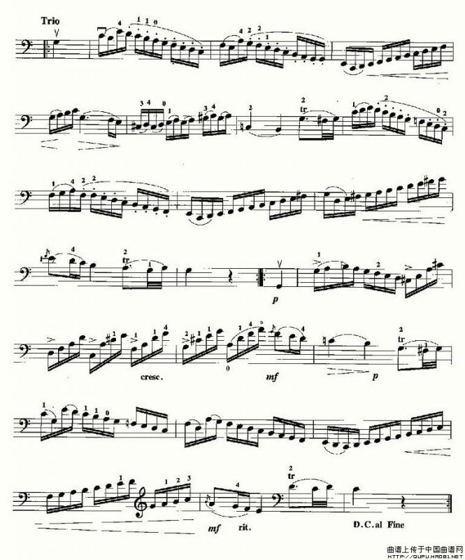 小步舞曲（莫扎特作曲版、大提琴独奏谱）