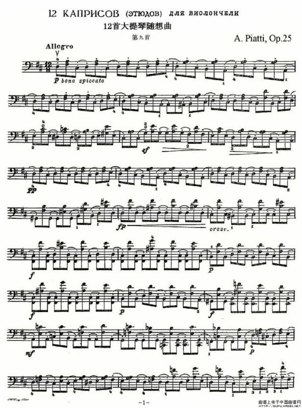 A. Piatti 12 Caprice Op.25（皮阿蒂 12首大提琴随想曲) 第九）