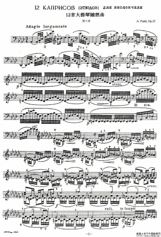 A. Piatti 12 Caprice Op.25（皮阿蒂 12首大提琴随想曲) 第六）