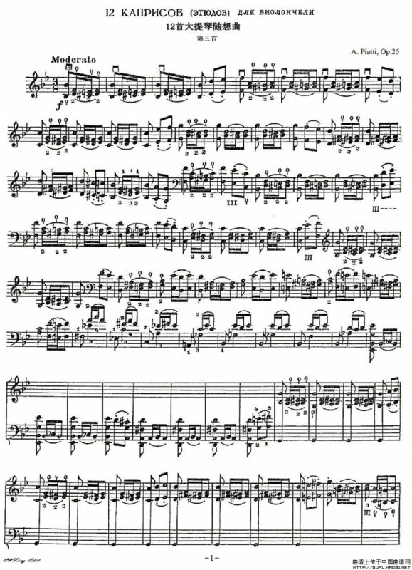 A. Piatti 12 Caprice Op.25（皮阿蒂 12首大提琴随想曲) 第三）