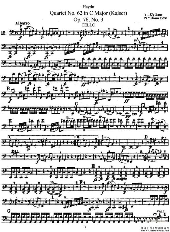 皇帝（四重奏大提琴分谱）