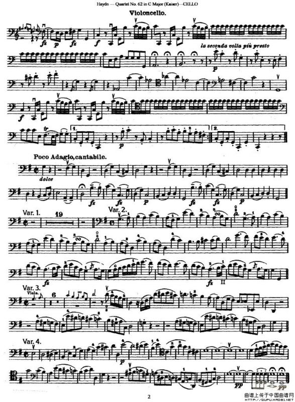 皇帝（四重奏大提琴分谱）