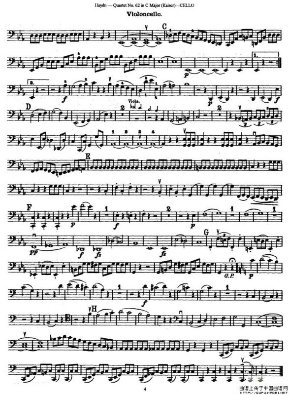 皇帝（四重奏大提琴分谱）