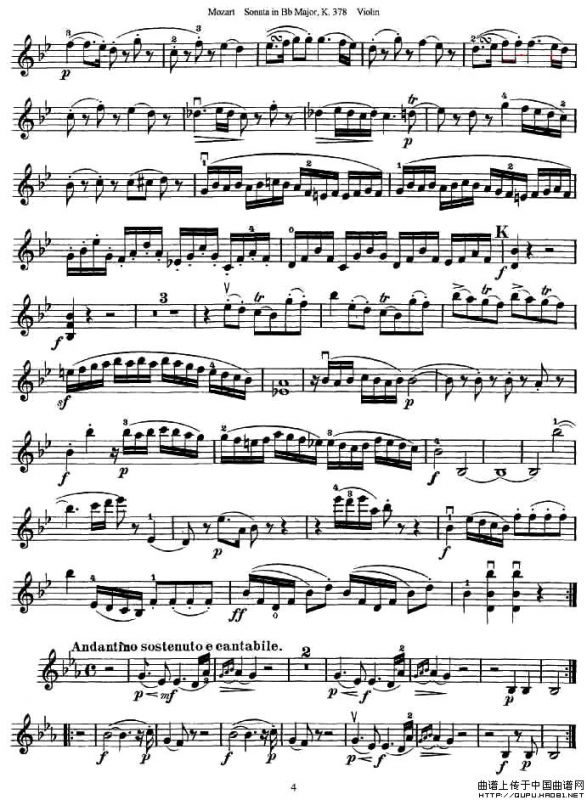莫扎特小提琴奏鸣曲降B大调（k.378）