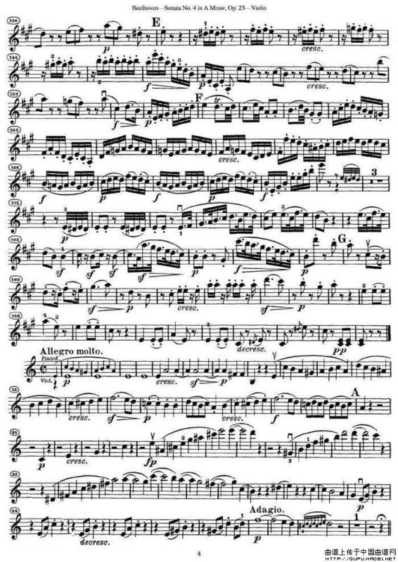 贝多芬第四号小提琴奏鸣曲a小调op.23