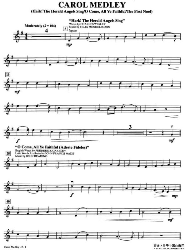 CAROL MEDLEY（小提琴谱）