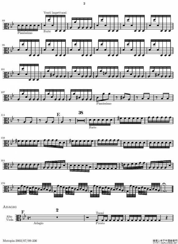 维瓦尔第“四季套曲”之夏（中提琴谱）