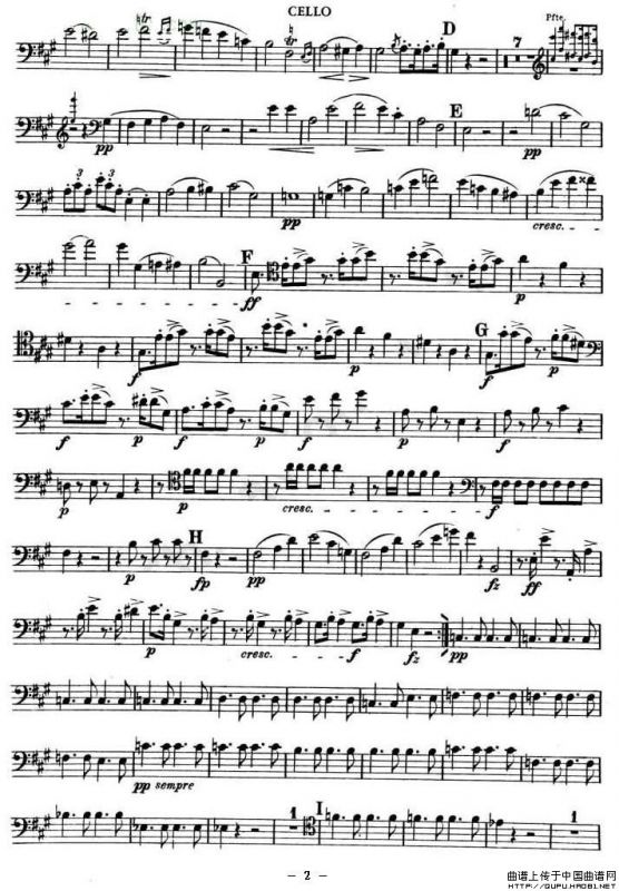 TROUT-QUARTET（大提琴谱）