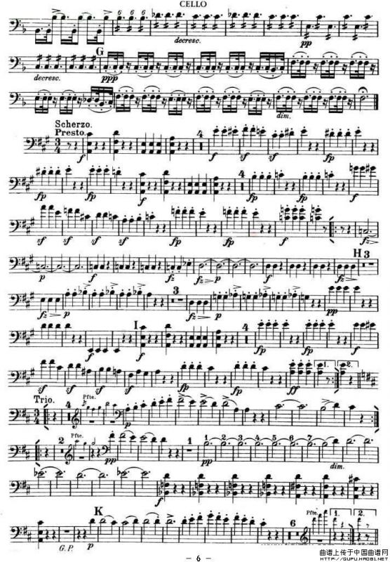 TROUT-QUARTET（大提琴谱）