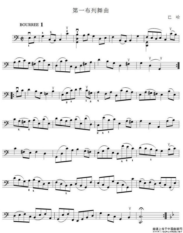 第一布列舞曲（大提琴谱）