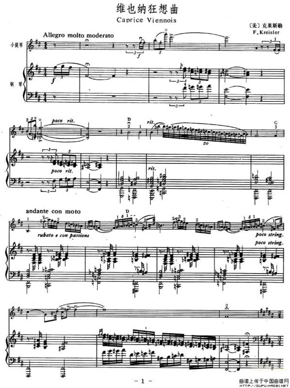 维也纳狂想曲（小提琴+钢琴伴奏谱）