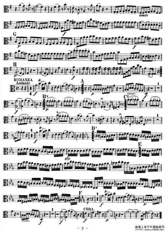 小夜曲（弦乐四重奏之中提琴分谱）