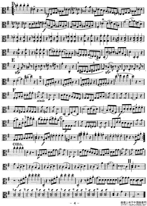 小夜曲（弦乐四重奏之中提琴分谱）