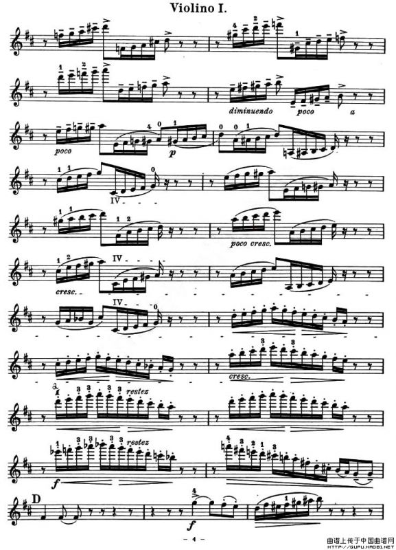 QUARTET No.1 IN D MAJOR Op.11（弦乐四重奏、小提琴分谱）