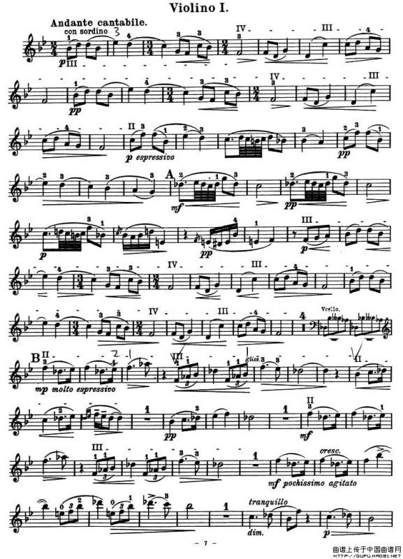 QUARTET No.1 IN D MAJOR Op.11（弦乐四重奏、小提琴分谱）