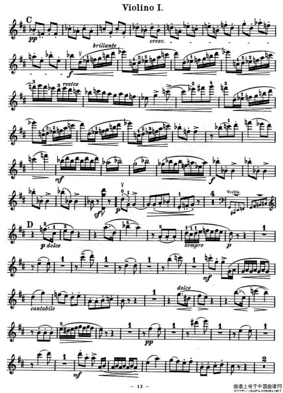 QUARTET No.1 IN D MAJOR Op.11（弦乐四重奏、小提琴分谱）