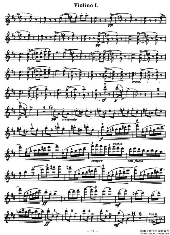 QUARTET No.1 IN D MAJOR Op.11（弦乐四重奏、小提琴分谱）