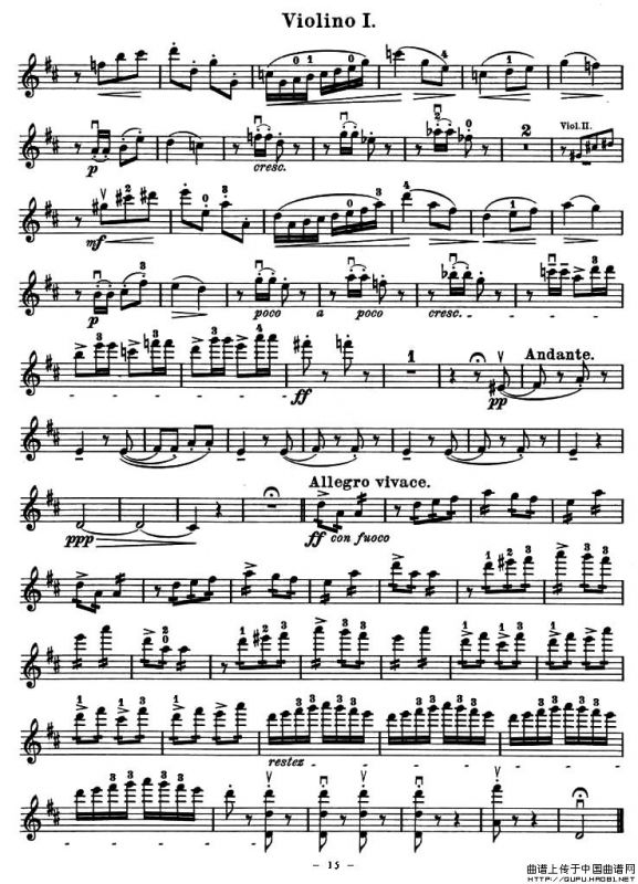 QUARTET No.1 IN D MAJOR Op.11（弦乐四重奏、小提琴分谱）