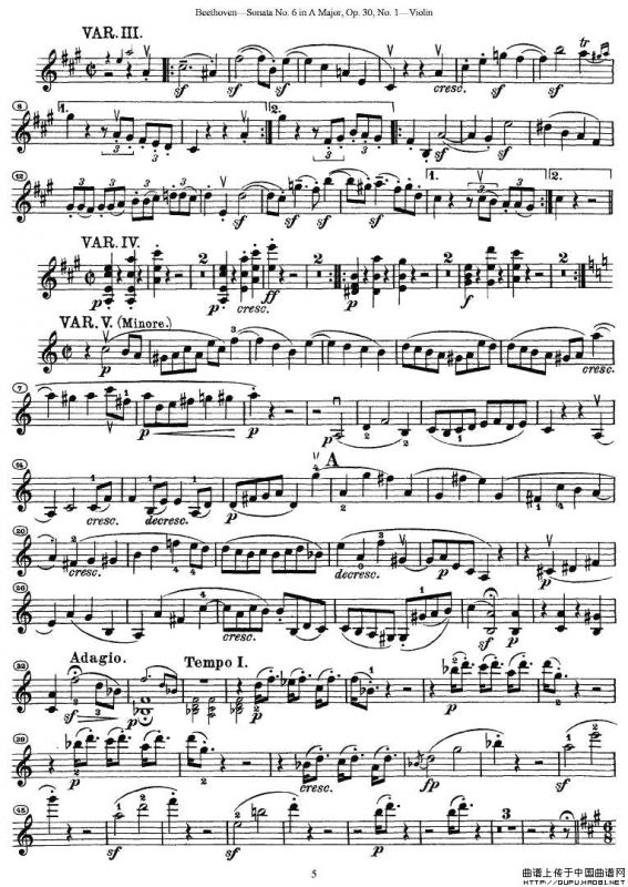Sonata No.6 in A Major，Op.30，No.1（第六号小提琴奏鸣曲A大调op.）