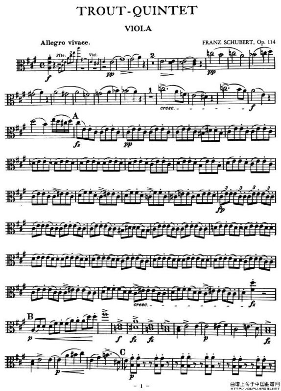 TROUT-QUARTET（中提琴谱）