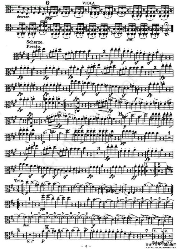 TROUT-QUARTET（中提琴谱）