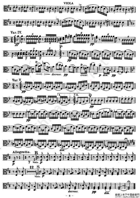 TROUT-QUARTET（中提琴谱）